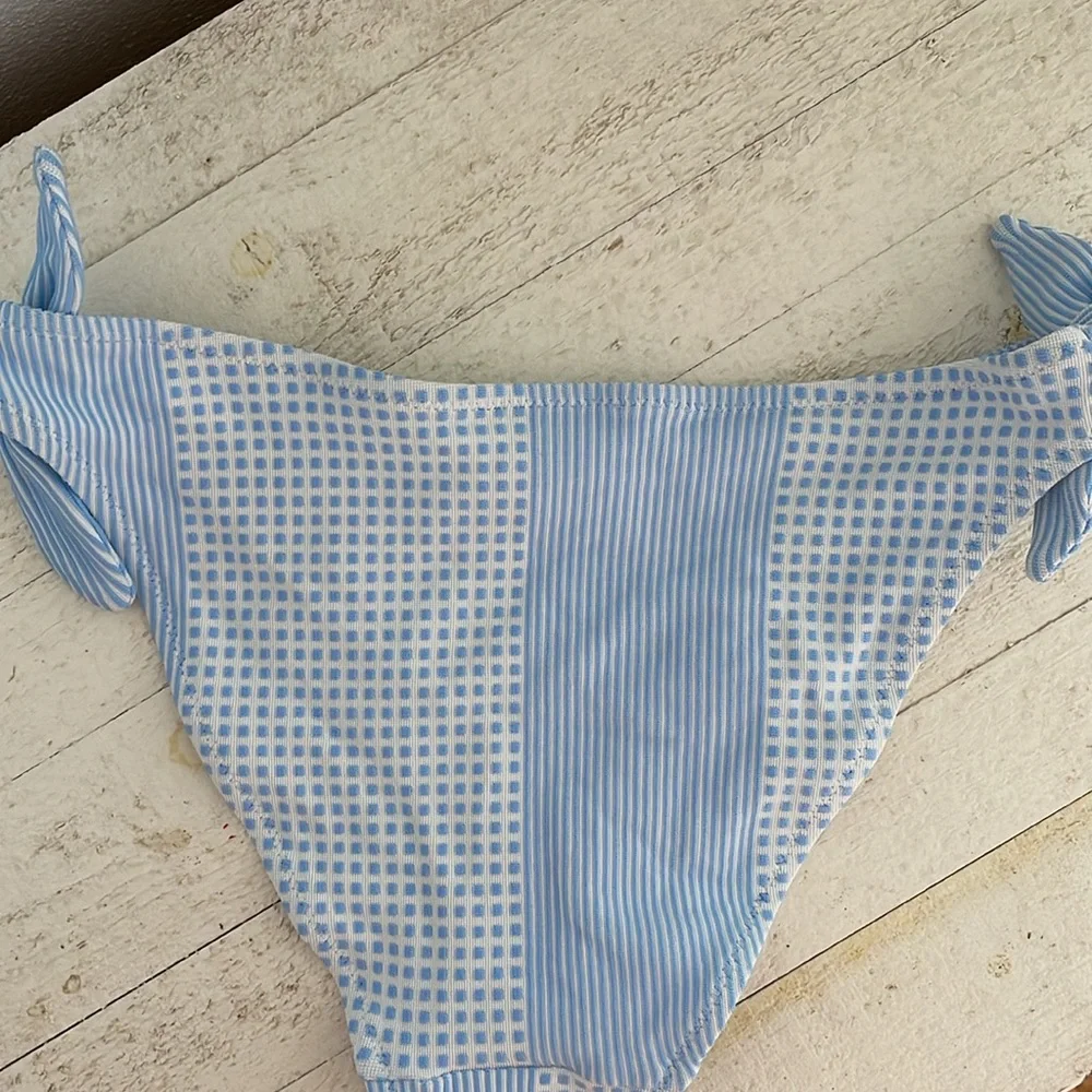 Lemlem Semira Sky Side Tie Bikini Bottom Sky Blue White Large‎